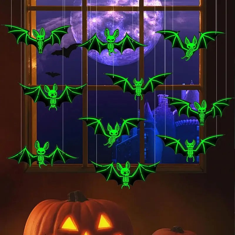 Halloween Luminous Bat Hanging Decoration Set (24pcs)