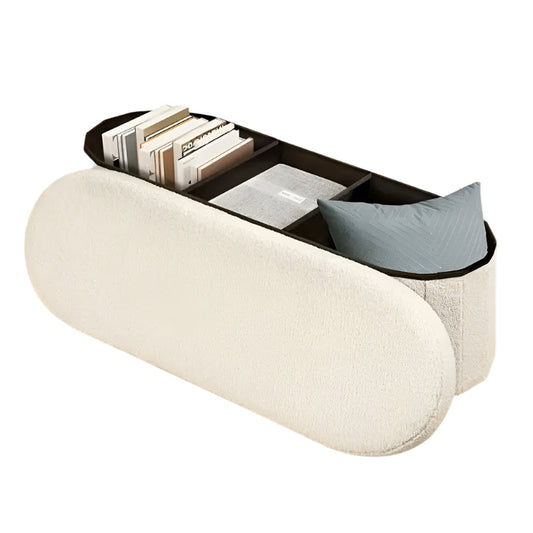 Oval Folding Footstool with Storage