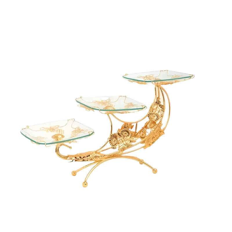 Golden Moon Metal Glass Tray Centerpiece