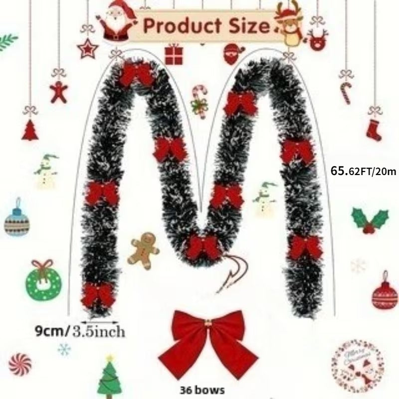 Artificial Christmas Tinsel Garland with Bows