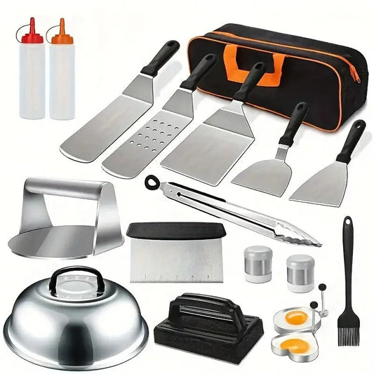 Flat Top Grill Accessories Stainless Steel Set (18pcs)