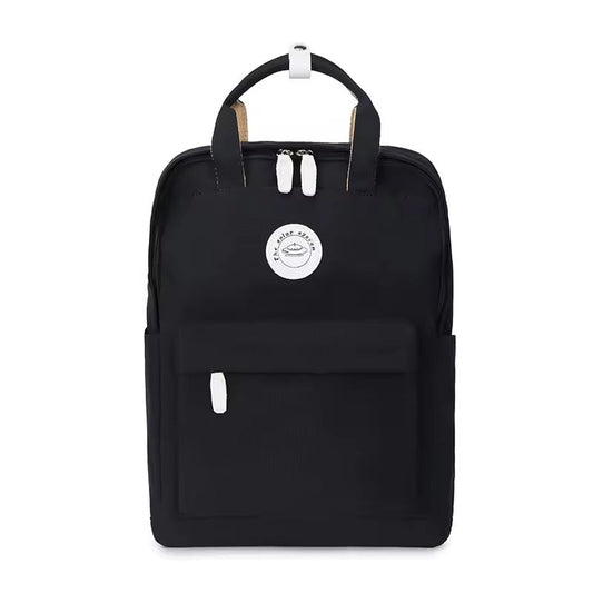School Nylon Backpack for Teens and Women (Black)