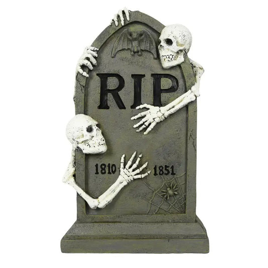 Tombstone 3D Gothic with Skeleton Base Decor