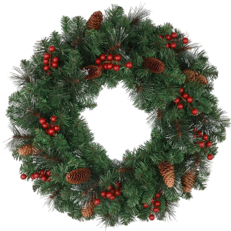 Classic Christmas Wreath with Pine Cones and Berries