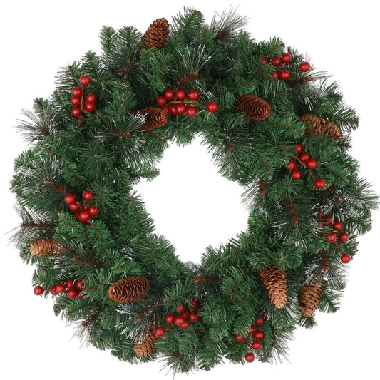 Classic Christmas Wreath with Pine Cones and Berries