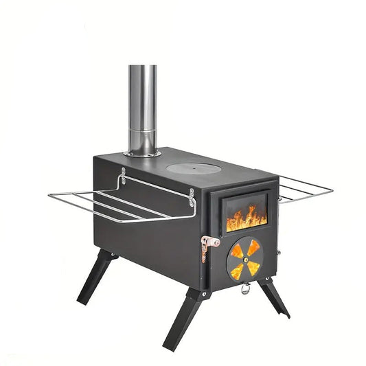 Portable Foldable Wood Stove with 7 Chimneys