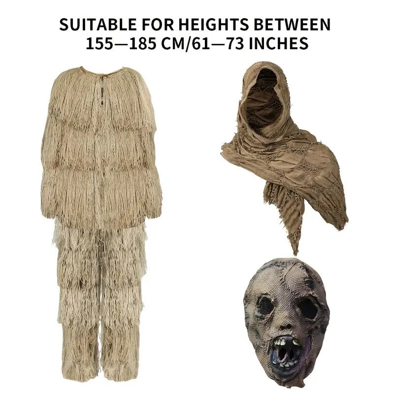 Scary Scarecrow Halloween Costume Set with Mask