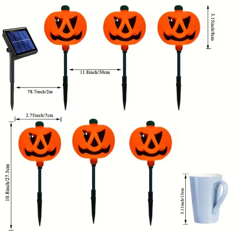 Solar Powered Pumpkin Lights (Set of 6)