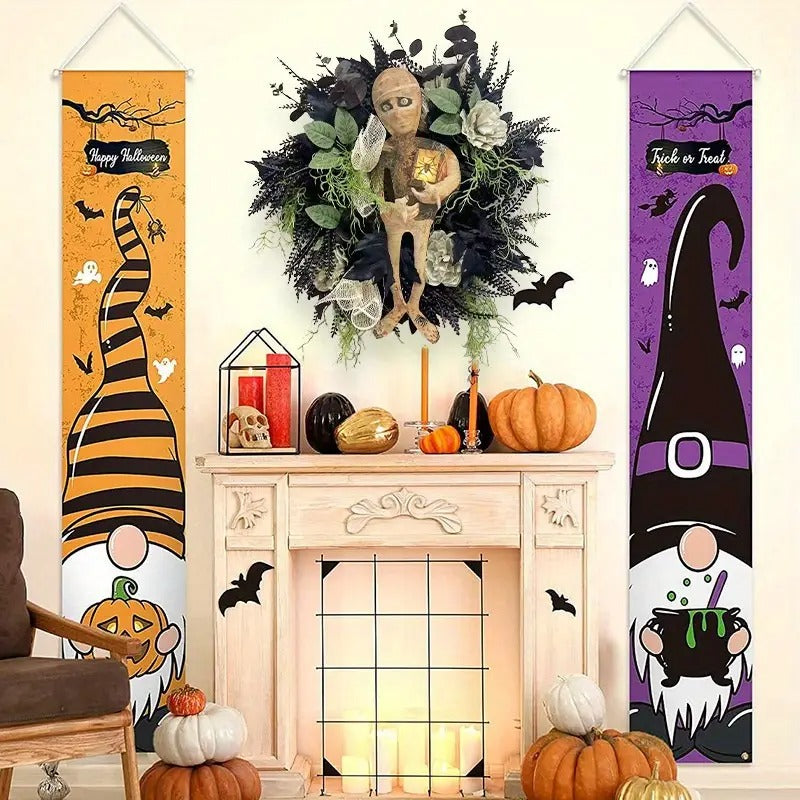 Spooky Mummy Halloween Wreath for Door and Indoor