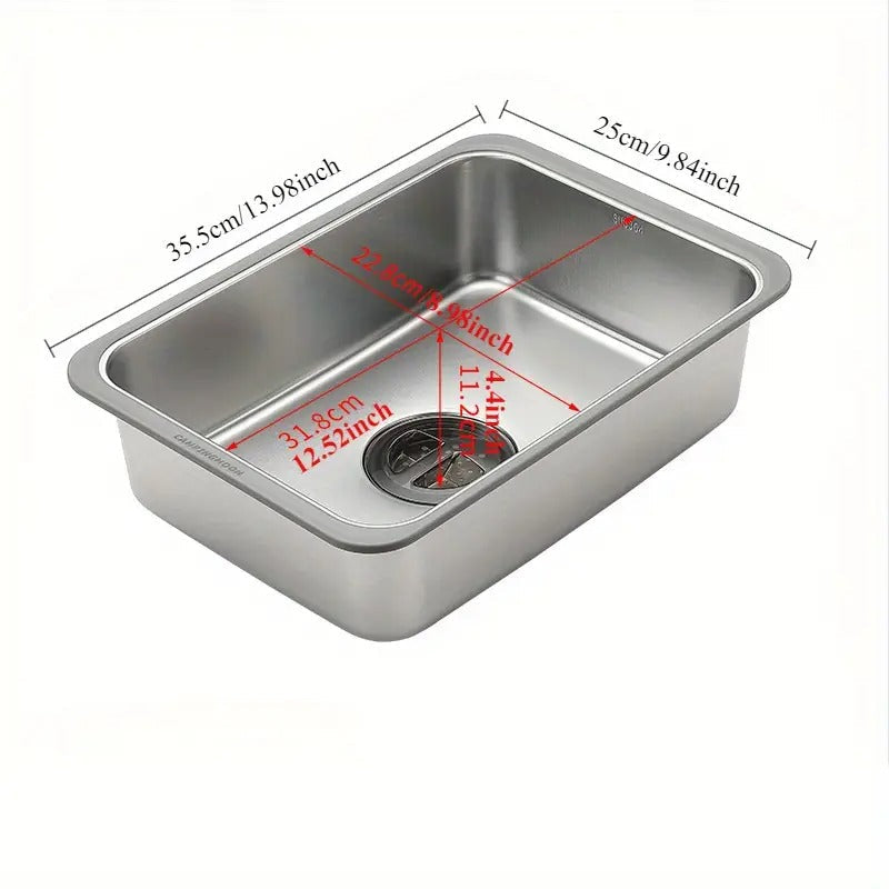 Rectangular Stainless Steel Camping Sink with Wooden Lid