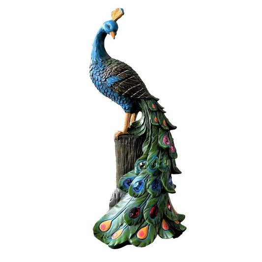 Solar Peacock Resin Statue Light for Garden Decor