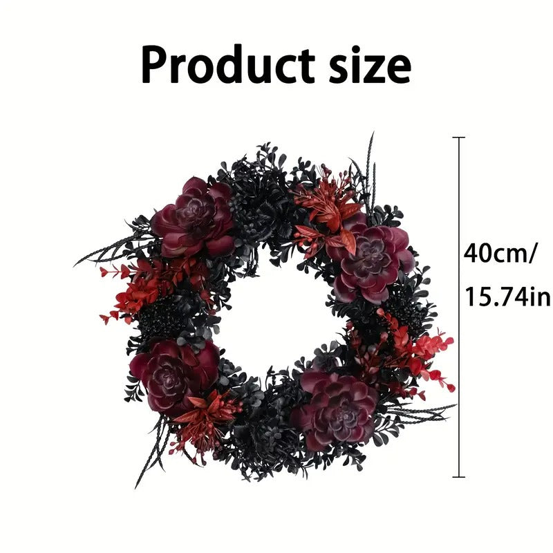 Halloween Black Red Wreath