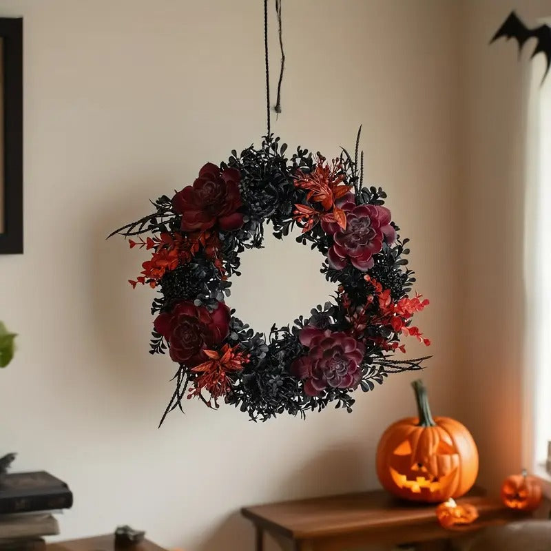 Halloween Black Red Wreath
