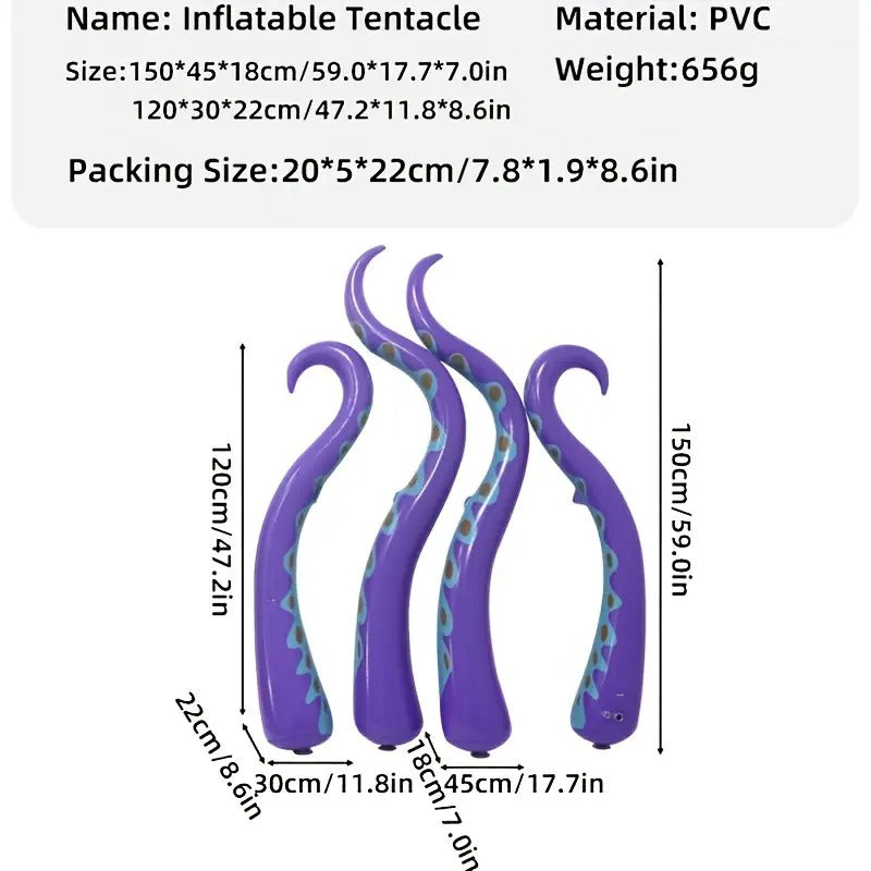 Inflatable Octopus Arms with Suction Cups (4-Pack)