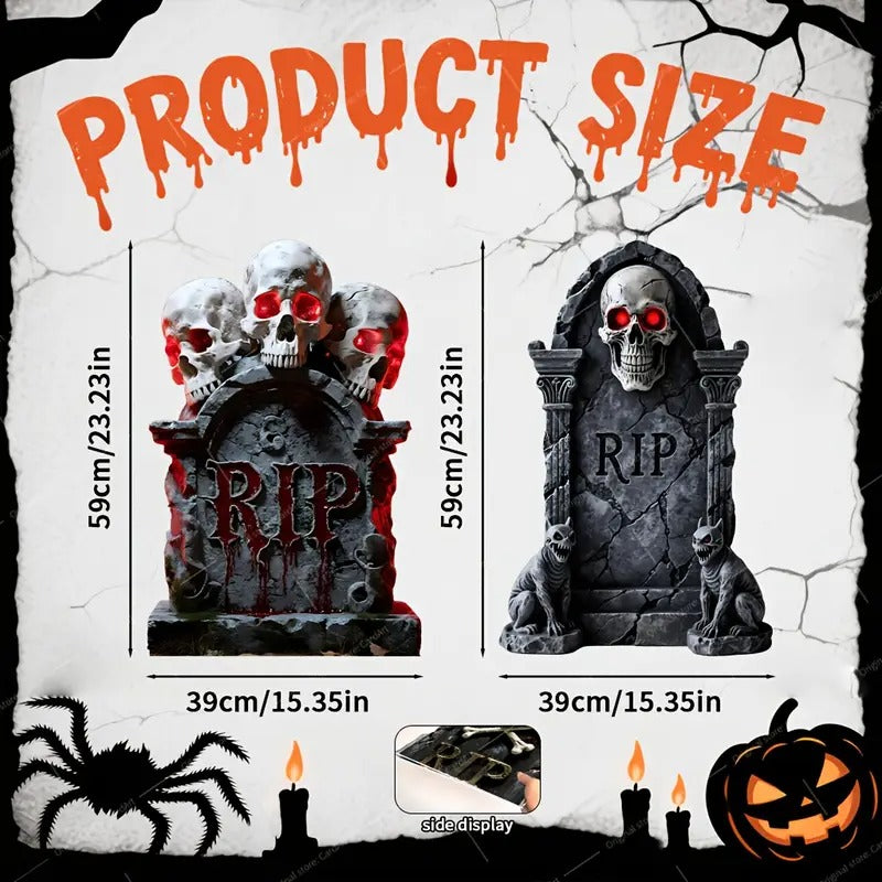Halloween Skeleton RIP Tombstone Yard Signs (2pcs)