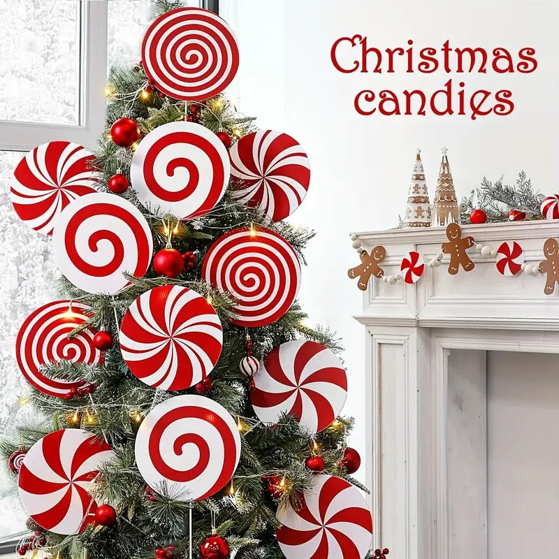 Candy Cane Swirls Christmas Tree Topper & Ornament Set