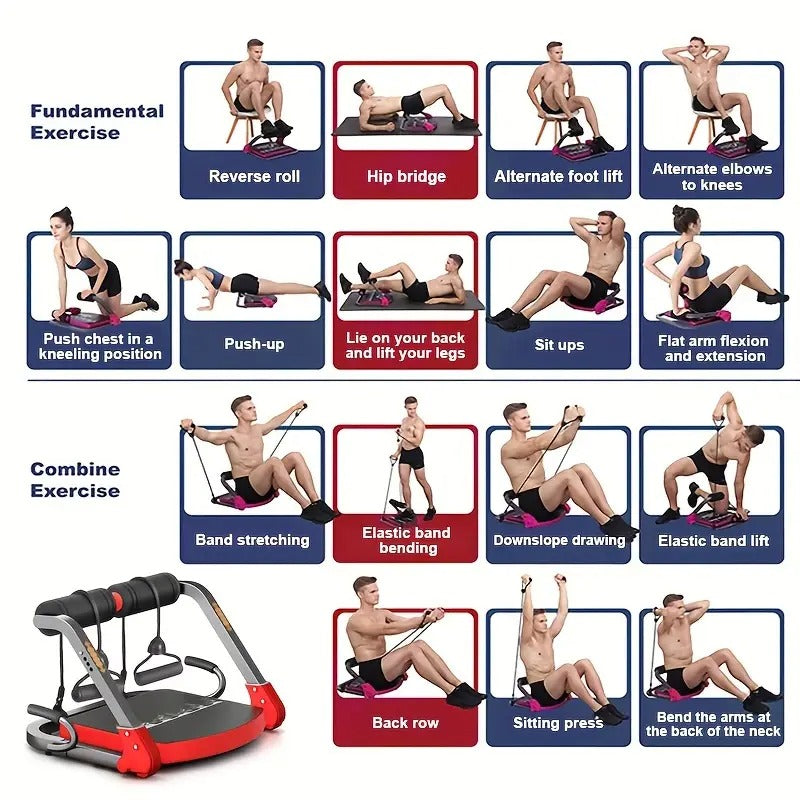 6-in-1 Abdominal Trainer with Elastic Rope