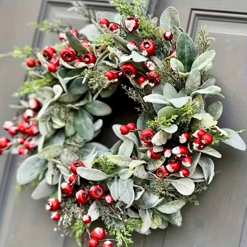 Winter Red Berry Wreath for Door Wall Decor