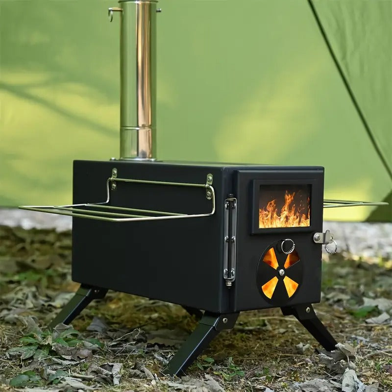 Portable Foldable Wood Stove with 7 Chimneys