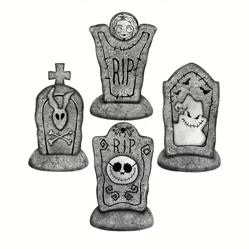 2D Halloween Tombstone Yard Decorations (Set of 4)