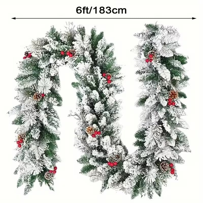 Snowflake Garland with Pinecones and Berries