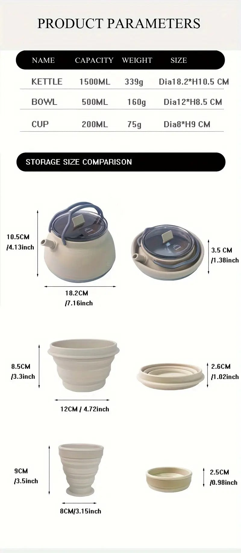 Silicone Folding Kettle 1.5L Ultra-Portable