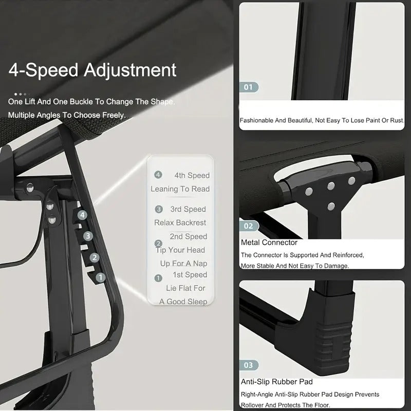 Sun Lounge Bed with Adjustable Recline