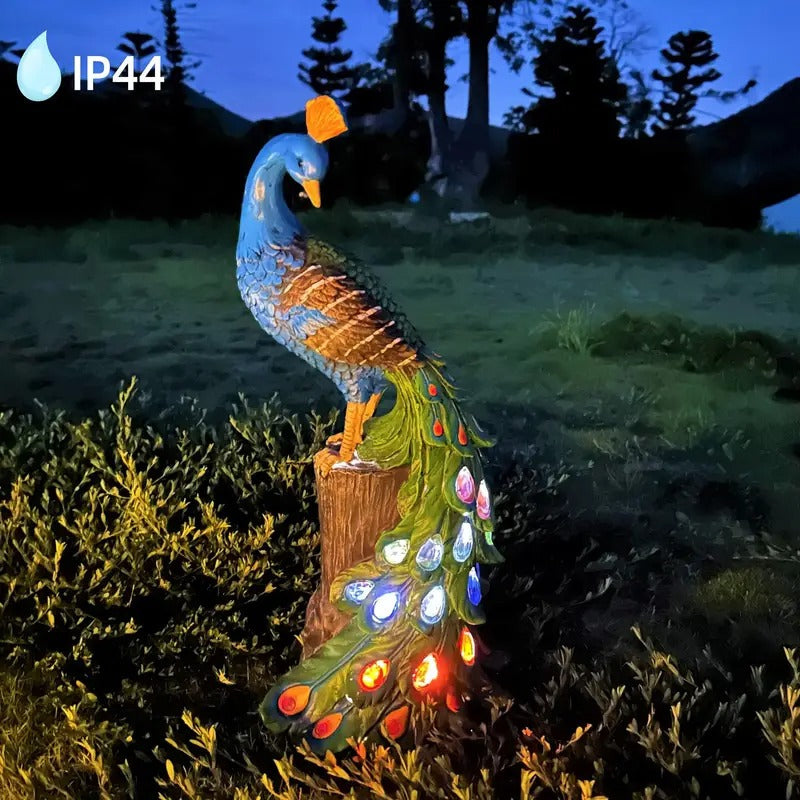Solar Peacock Resin Statue Light for Garden Decor