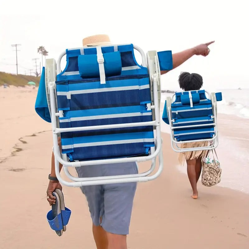 Foldable Beach Lounge Chairs with Backrest (2pcs)