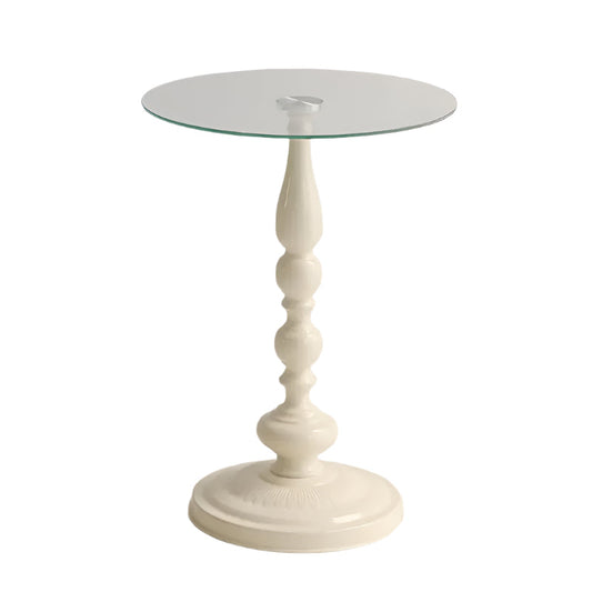 Corner Table Round Minimalist Side Table (Milky White)