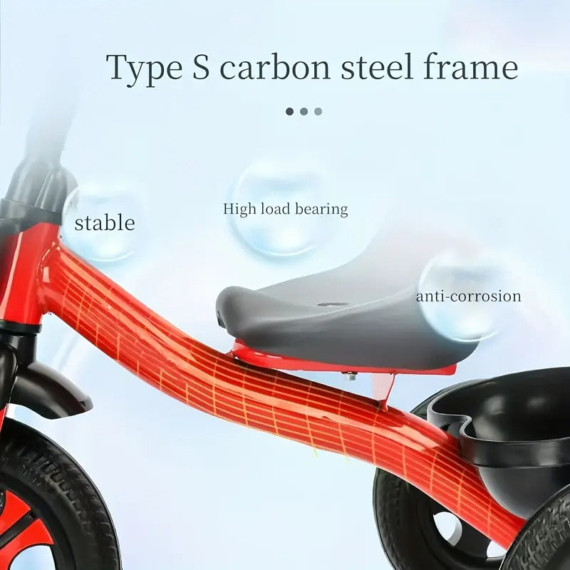 3-Wheel Kids Red Tricycle Stainless Steel Bike