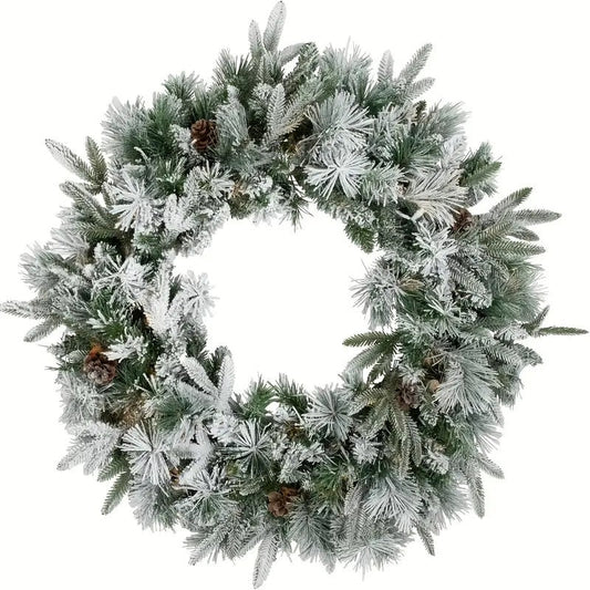 Christmas Wreath with Snowy Pine Cones