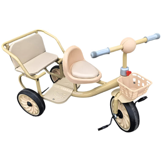 Kids Double Tricycle Pedal Push Ride-On Cart