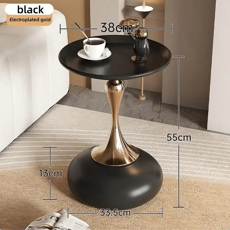 Round Side Table for Living Spaces (Black)