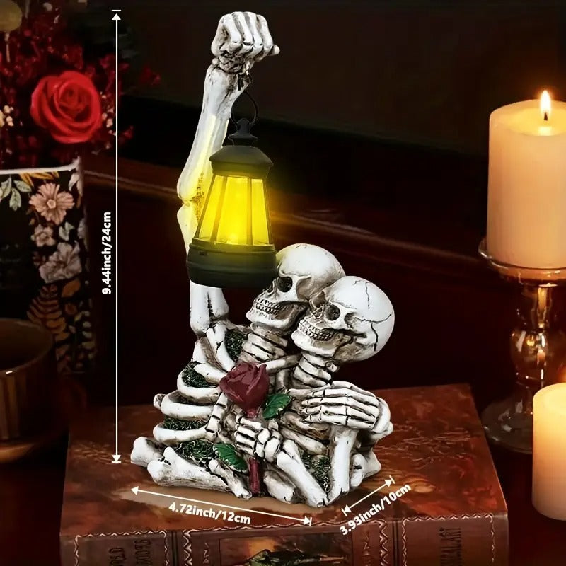 Solar Couple Skull Lantern Statue