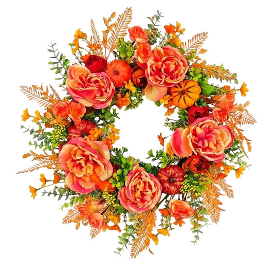 Pumpkin & Peony Halloween Wreath