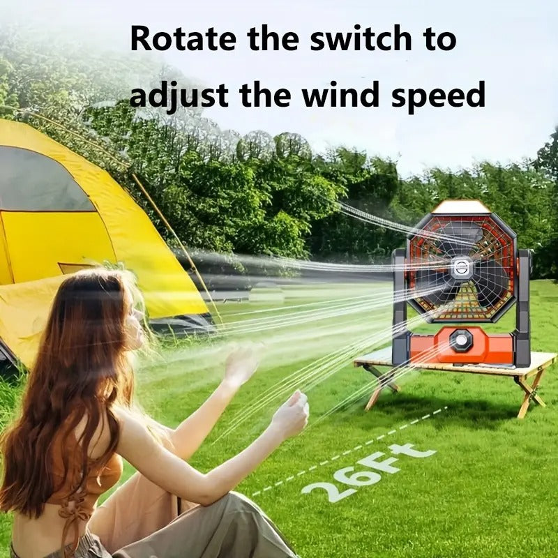 Portable Fan 5-Speed with LED Lighting