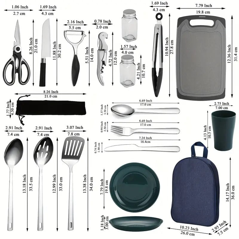 Camping Cooking Set Outdoor Kitchen Utensils (31pcs)