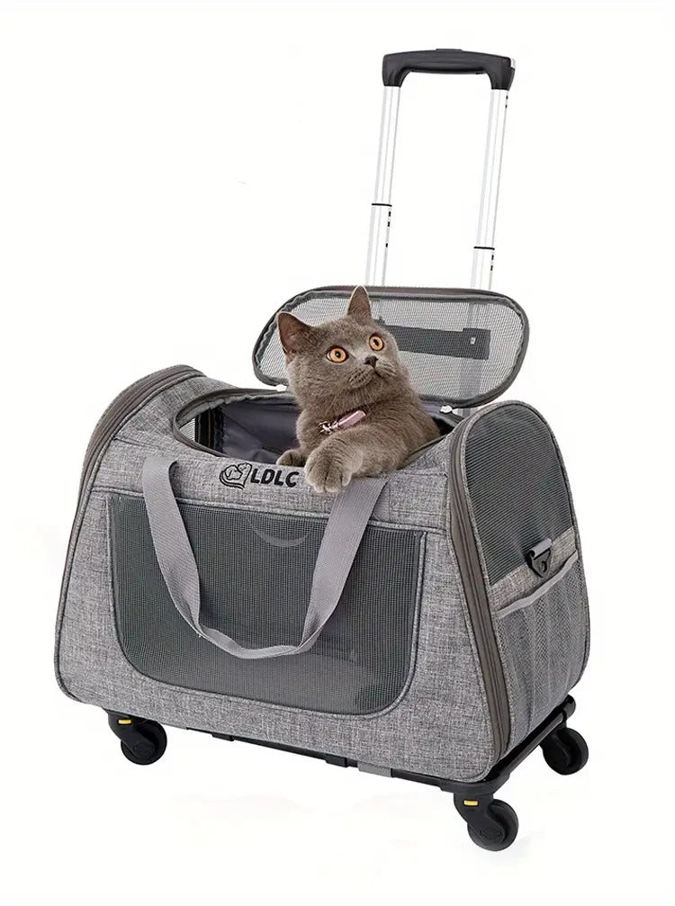 Pet Rolling Carrier with Detachable Wheels
