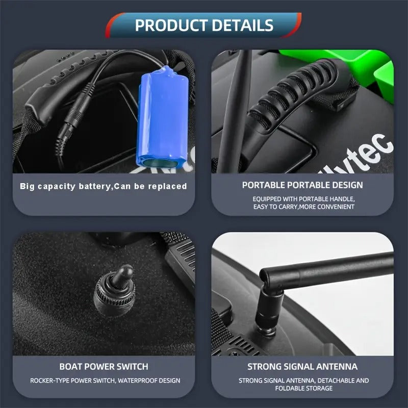 Remote Control Fishing Bait Boat Double Compartment