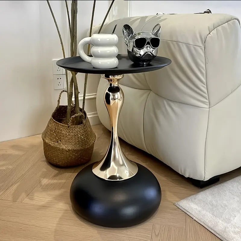 Round Side Table for Living Spaces (Black)