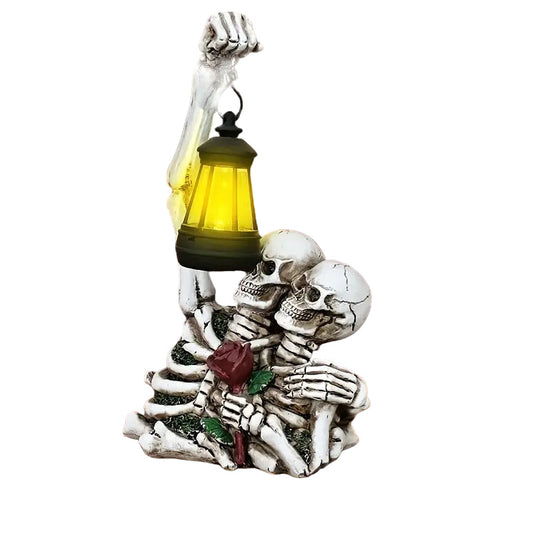 Solar Couple Skull Lantern Statue