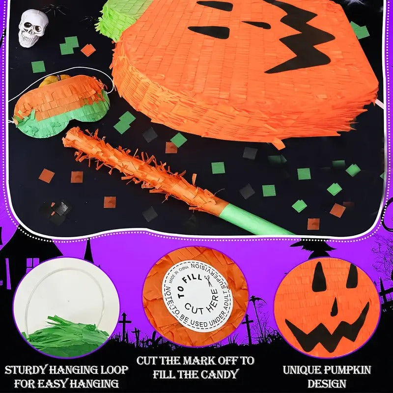 Large Pumpkin Piñata Set Party Decor (4pcs)