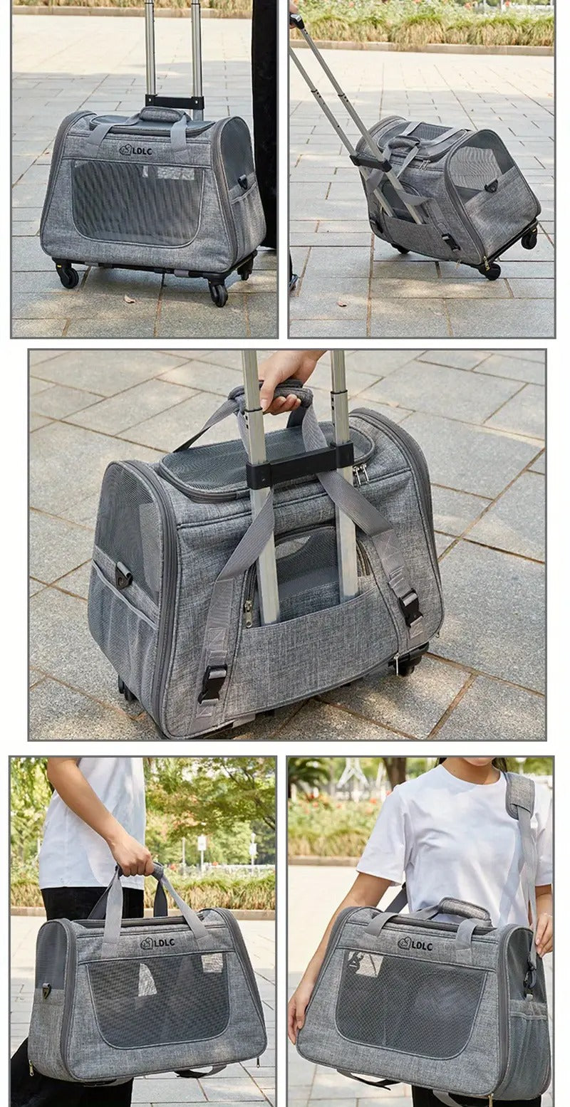 Pet Rolling Carrier with Detachable Wheels