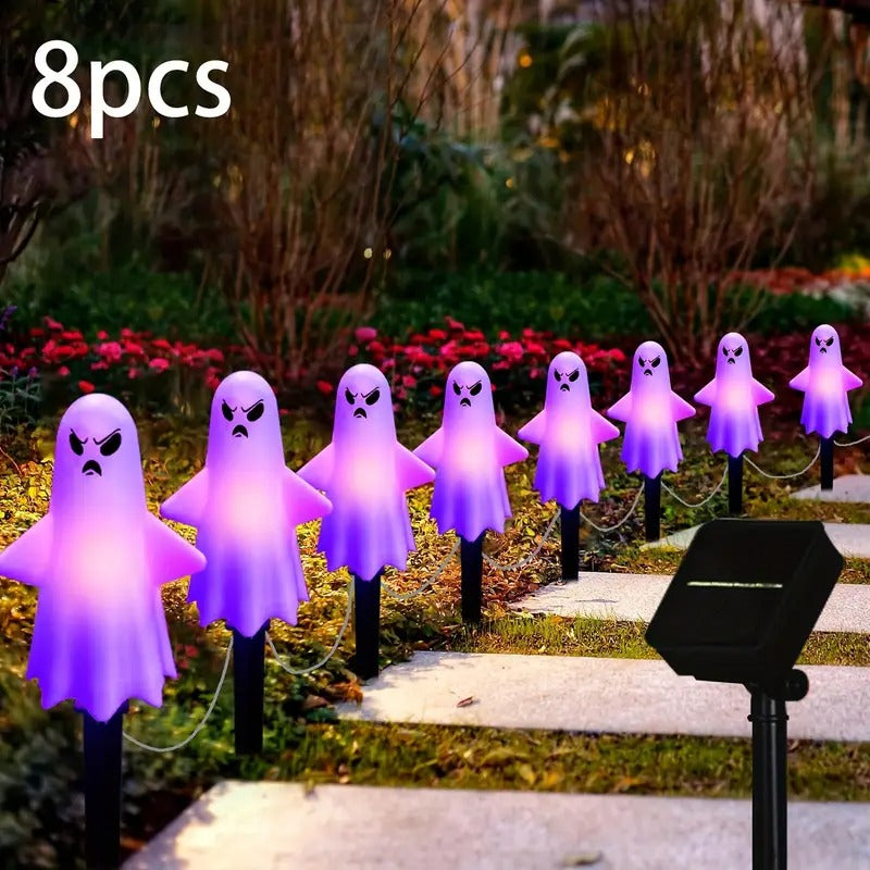Solar Halloween Ghost Lights 8 LED Outdoor Decor