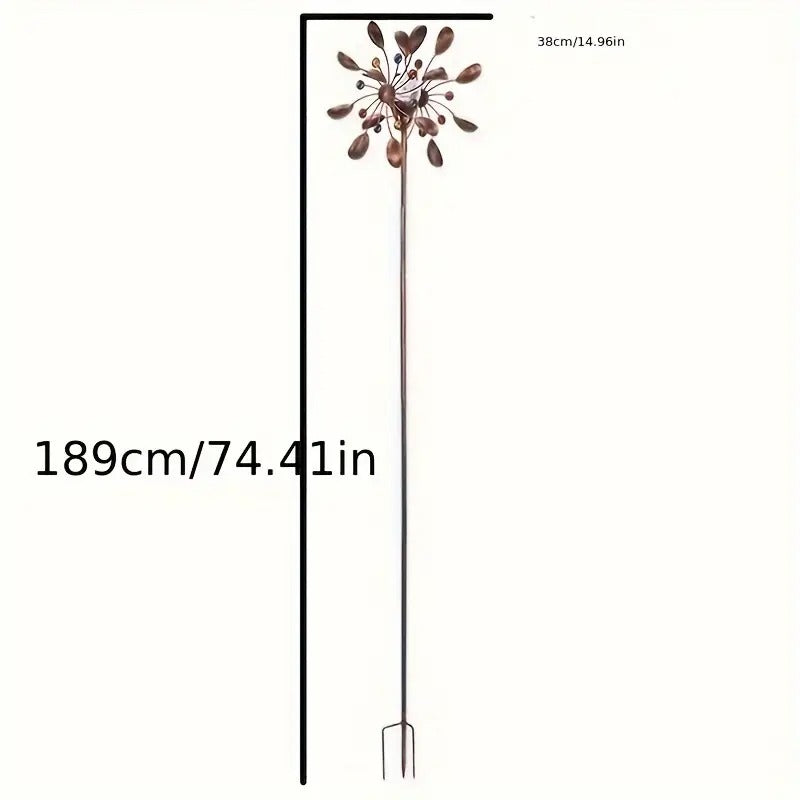 Solar Powered Metal Wind Spinner with LED Lights
