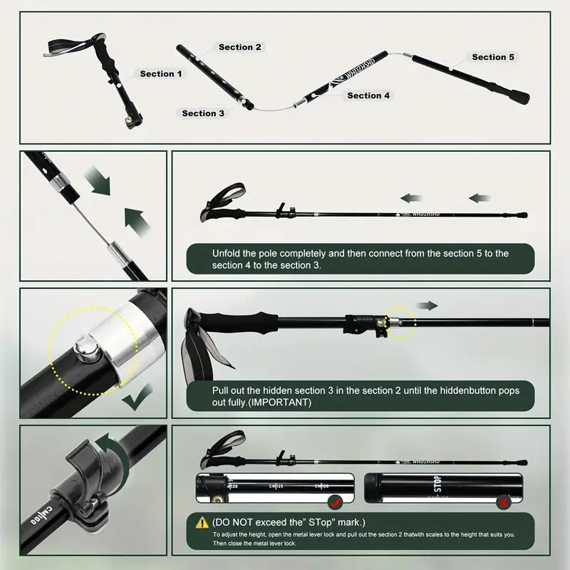 Trekking Poles Aluminum Alloy Quick Lock Hiking Sticks (2pcs)