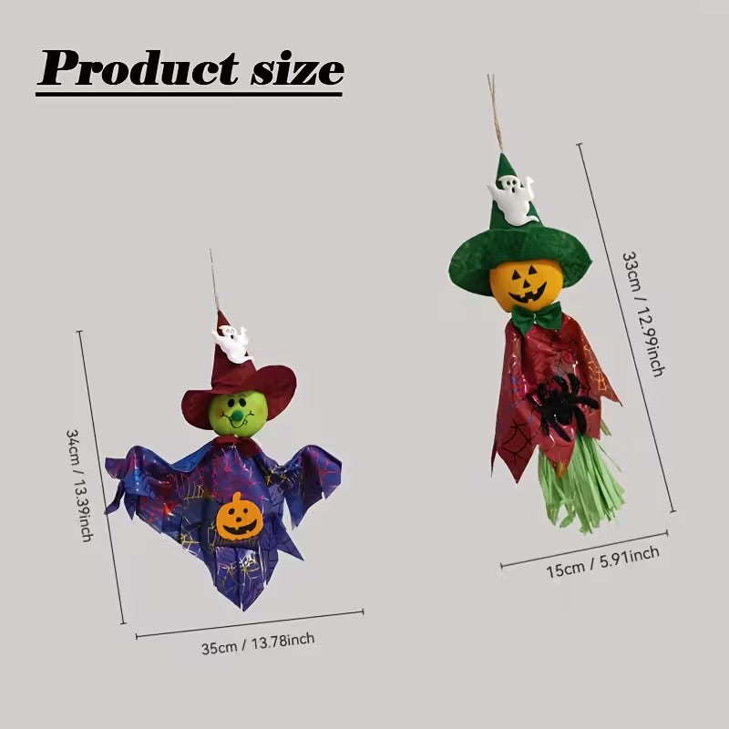 Halloween Hanging Ghosts Pumpkin & Straw Decorations Set