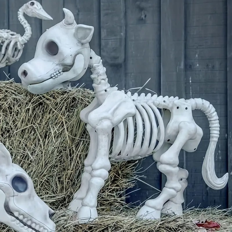 Halloween Bull Skeleton Statue Decor