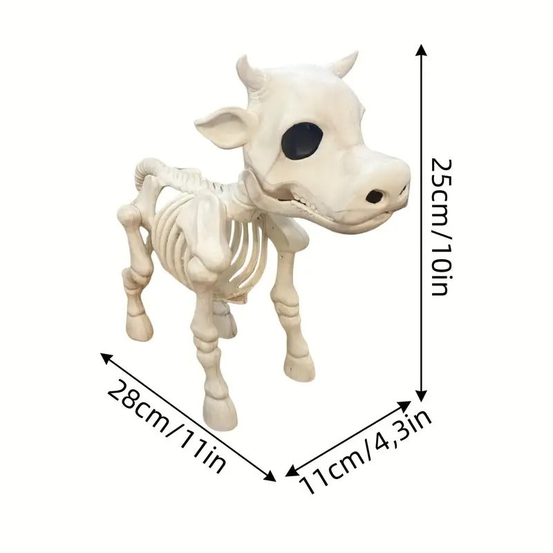 Halloween Bull Skeleton Statue Decor